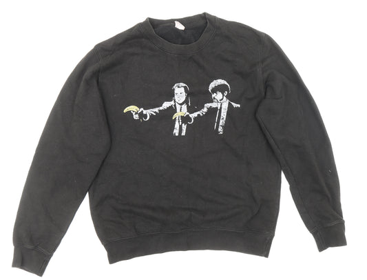 Awdis Mens Black Cotton Pullover Sweatshirt Size M - Pulp Fiction