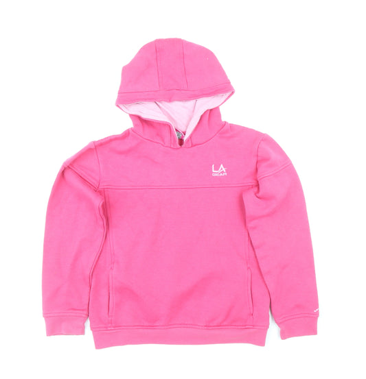 LA Gear Girls Pink Polyester Pullover Hoodie Size 9-10 Years Pullover - Panelling