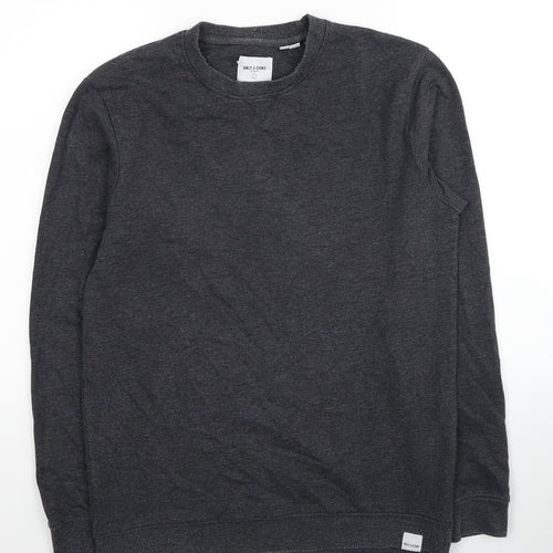 ONLY & SONS Mens Grey Cotton Pullover Sweatshirt Size M
