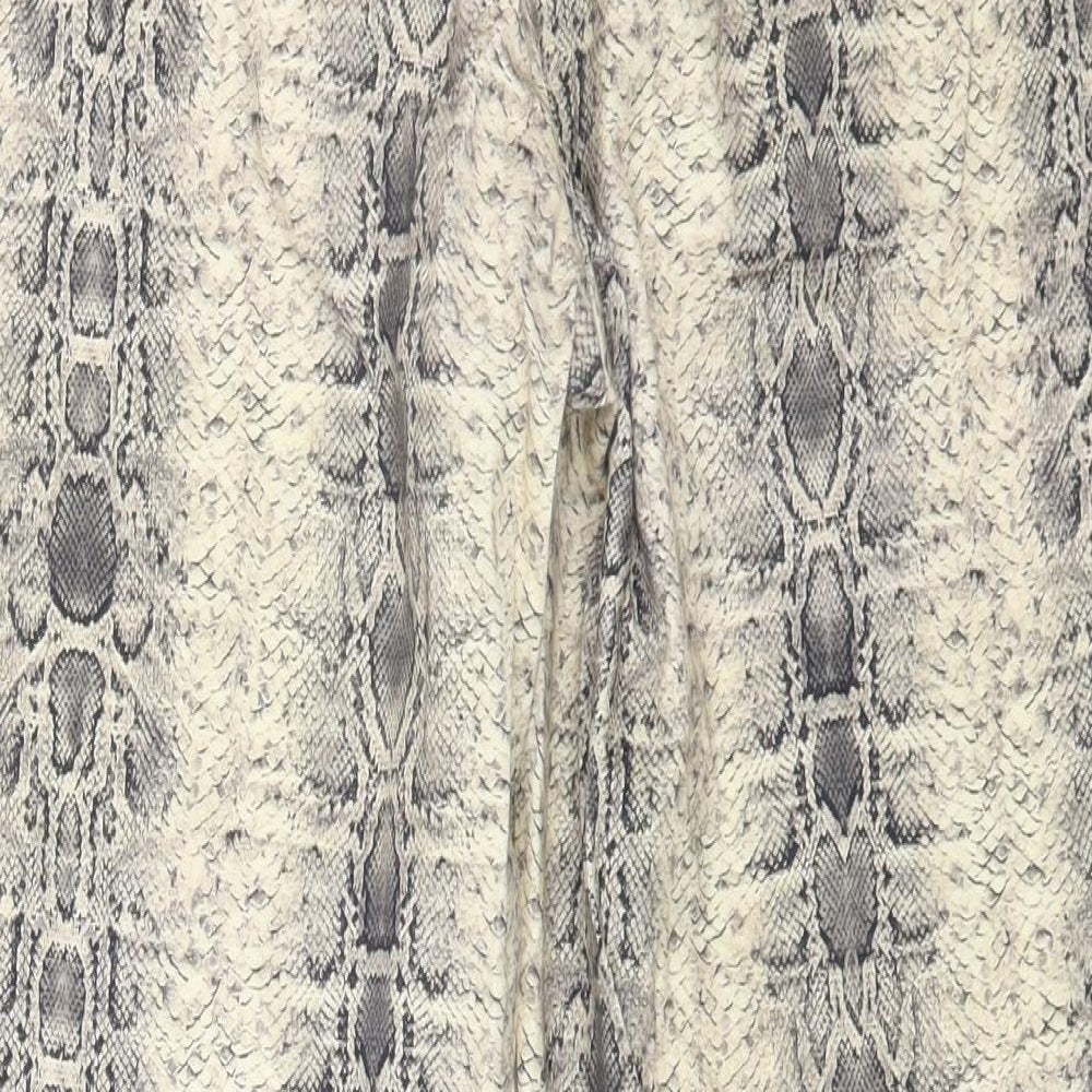 A&G Womens Beige Animal Print Cotton Straight Jeans Size 14 L26 in Regular Zip - Snake Print