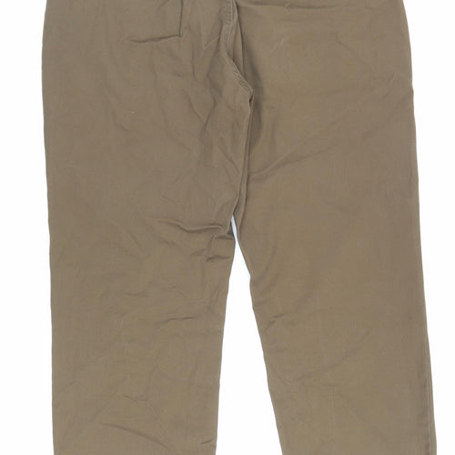 Marks and Spencer Mens Brown Cotton Trousers Size 32 in L27 in Regular Zip