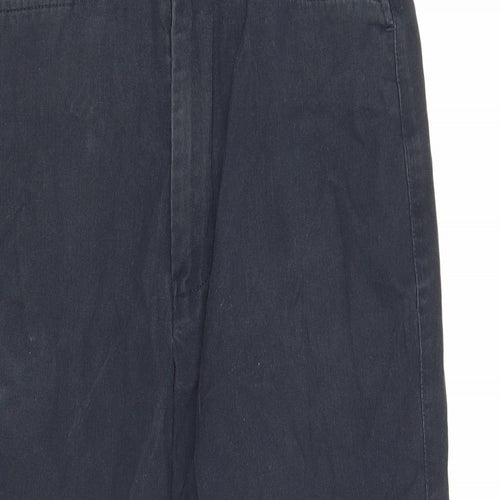 Marks and Spencer Mens Blue Cotton Trousers Size 30 in L28 in Regular Zip
