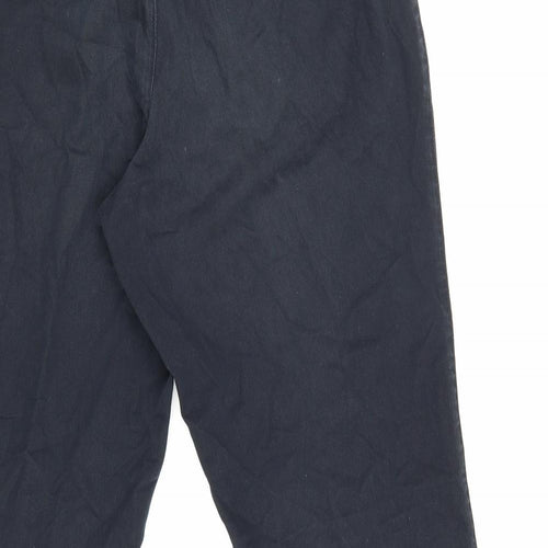Marks and Spencer Mens Blue Cotton Trousers Size 30 in L28 in Regular Zip