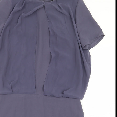 Maison Scotch Womens Blue Polyester A-Line Size XS Round Neck Zip