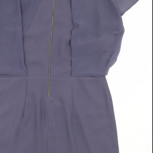 Maison Scotch Womens Blue Polyester A-Line Size XS Round Neck Zip