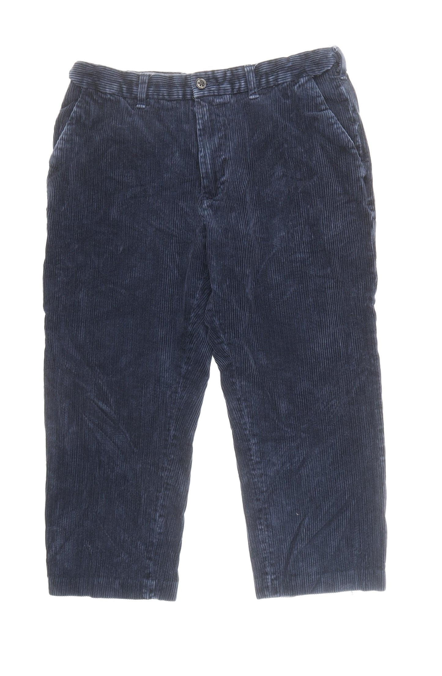 Marks and Spencer Mens Blue Cotton Trousers Size 34 in L29 in Regular Zip - Short Length