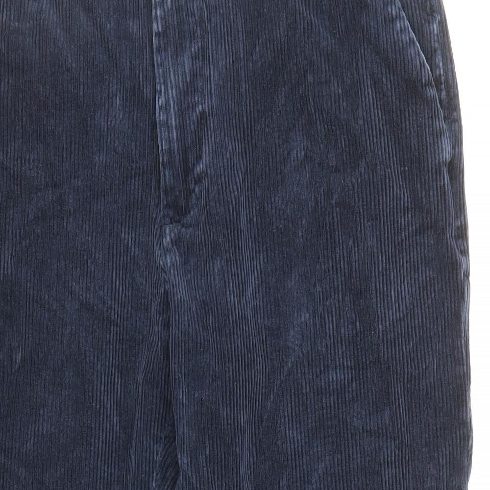 Marks and Spencer Mens Blue Cotton Trousers Size 34 in L29 in Regular Zip - Short Length