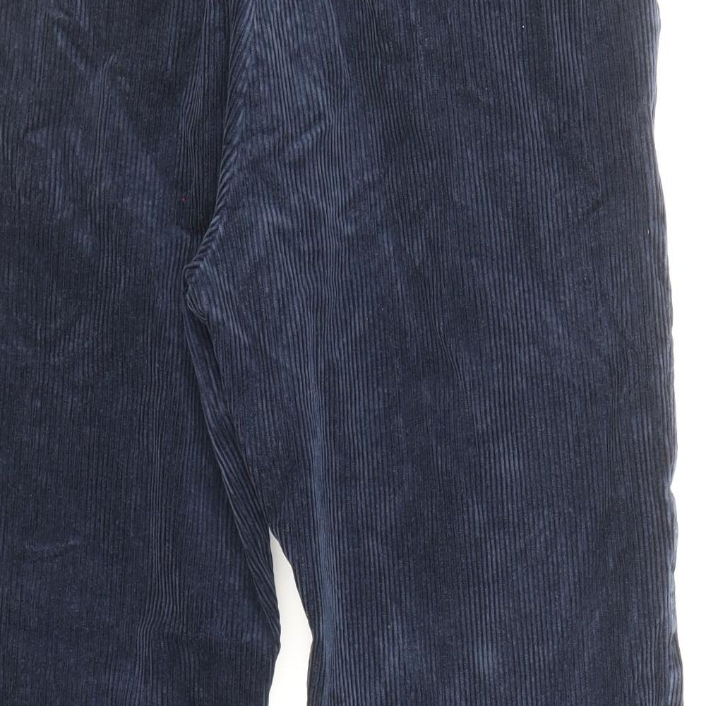 Marks and Spencer Mens Blue Cotton Trousers Size 34 in L29 in Regular Zip - Short Length