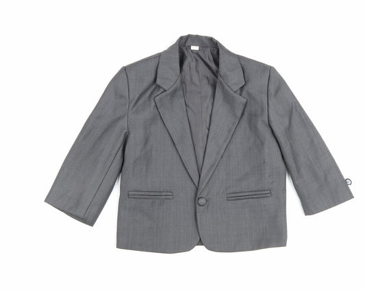 Preworn Boys Grey Jacket Blazer Size 2 Years Button