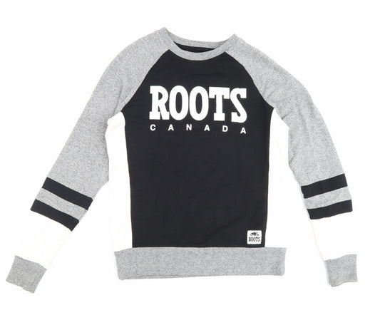 Roots Canada Boys Multicoloured Round Neck Colourblock Cotton Pullover Jumper Size S - Roots Canada