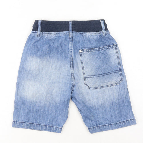 H&M Boys Blue Cotton Cargo Shorts Size 7-8 Years Regular Drawstring
