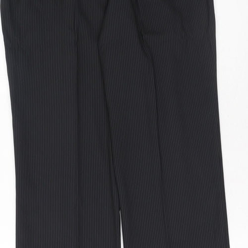 Milan Mens Black Polyester Trousers Size 32 in L31 in Regular Button