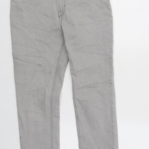 H&M Girls Grey 100% Cotton Skinny Jeans Size 13-14 Years L28 in Regular Zip