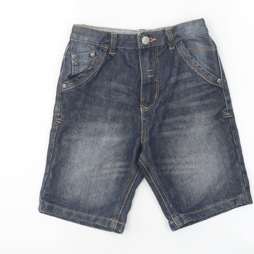 George Boys Blue 100% Cotton Biker Shorts Size 6-7 Years Regular Zip