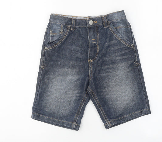 George Boys Blue 100% Cotton Biker Shorts Size 6-7 Years Regular Zip
