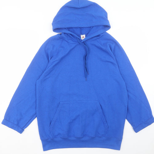 Fruit of the Loom Mens Blue Cotton Pullover Hoodie Size M