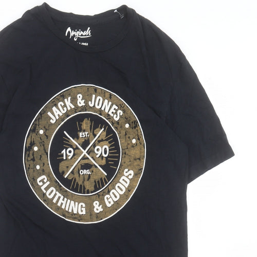 JACK & JONES Mens Black Camel T-Shirt Size M Round Neck