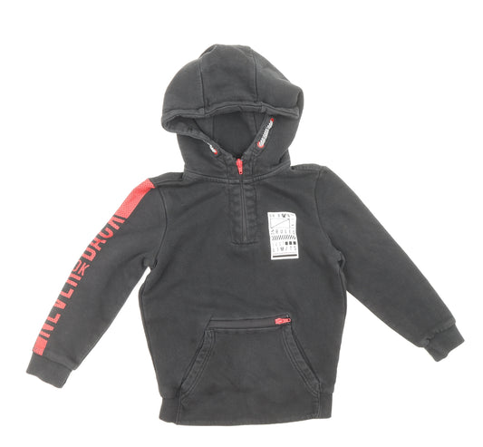 F&F Boys Black Cotton Pullover Hoodie Size 7-8 Years Zip
