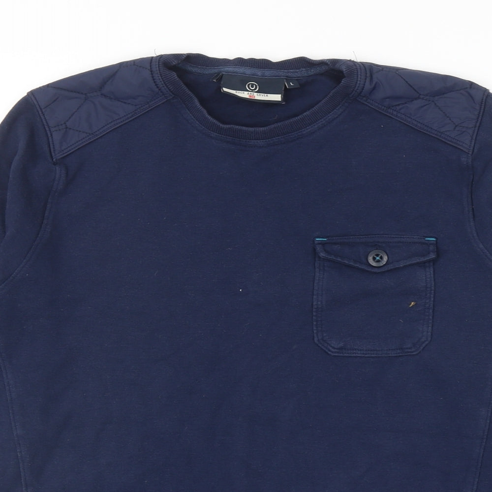Duck and Cover Mens Blue Cotton Pullover Sweatshirt Size L