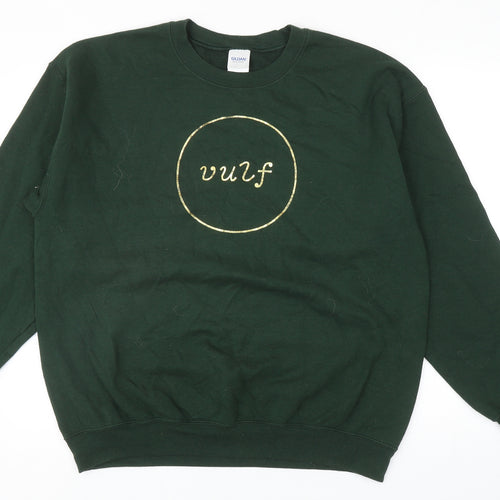 Gildan Mens Green Cotton Pullover Sweatshirt Size L