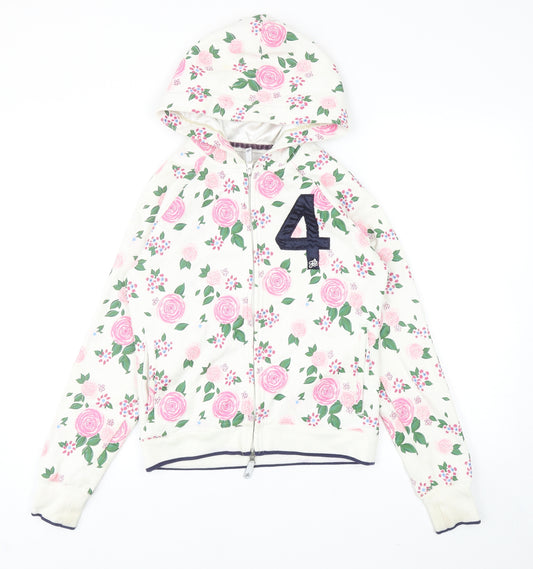 Fred's Campus Couture Girls Multicoloured Floral Cotton Full Zip Hoodie Size M Zip