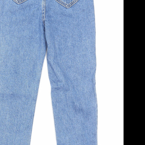 Marks and Spencer Girls Blue Cotton Tapered Jeans Size 10-11 Years L23 in Regular Zip