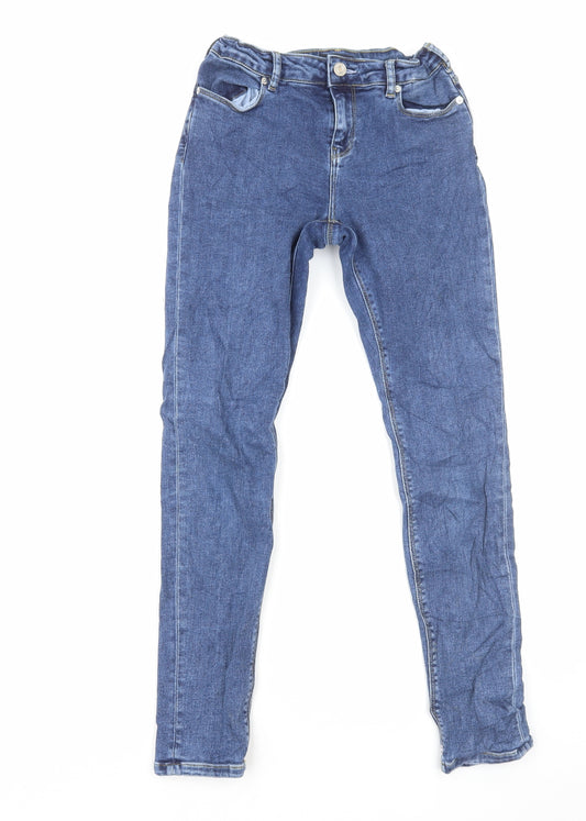 Scotch & Soda Girls Blue Cotton Skinny Jeans Size 12 Years L27 in Regular Zip