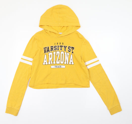 H&M Girls Yellow Cotton Pullover Hoodie Size 13-14 Years Pullover - Varsity St Arizona