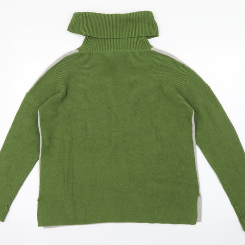 Woolovers Womens Green Roll Neck Cotton Pullover Jumper Size S - Colourblock