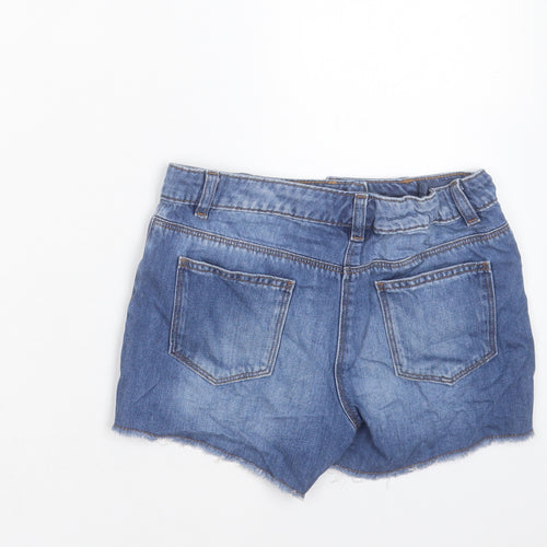 NEXT Girls Blue Cotton Cut-Off Shorts Size 12 Years Regular Zip