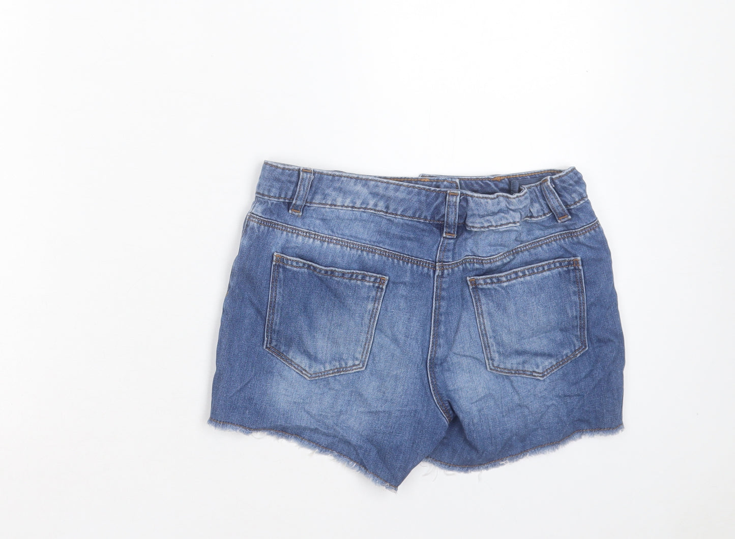 NEXT Girls Blue Cotton Cut-Off Shorts Size 12 Years Regular Zip