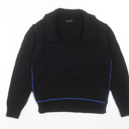 NEXT Boys Black Collared Acrylic Pullover Jumper Size 6 Years Pullover
