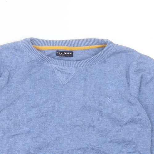 NEXT Boys Blue Crew Neck Cotton Pullover Jumper Size 3 Years Pullover