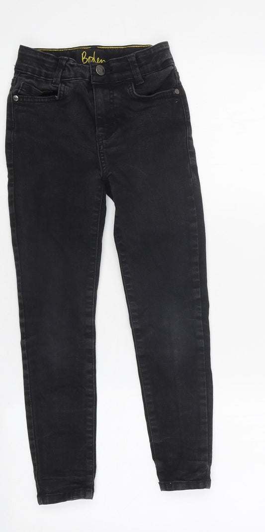 Boden Girls Black 100% Cotton Skinny Jeans Size 8 Years Regular Zip