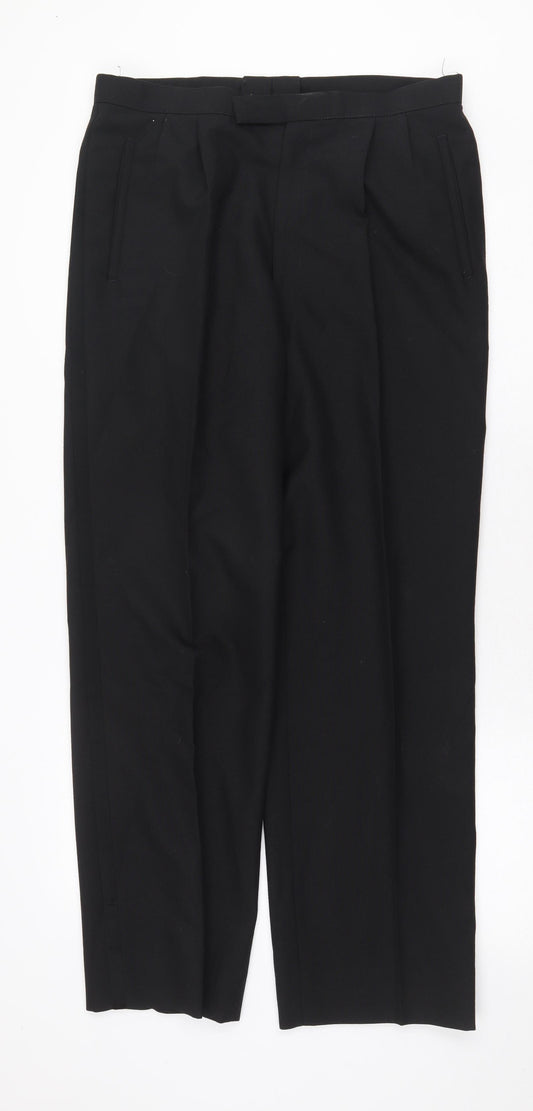 Varteks International Mens Black Polyester Trousers Size 34 in Regular Zip