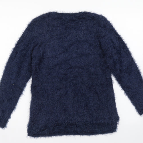 H&M Girls Blue Crew Neck Polyamide Pullover Jumper Size 11-12 Years Pullover - Shine Bright