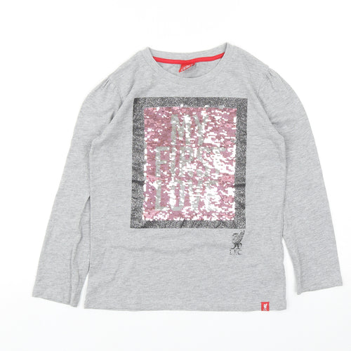 Liverpool FC Girls Grey Cotton Basic Casual Size 9-10 Years Round Neck Pullover - Liverpool FC