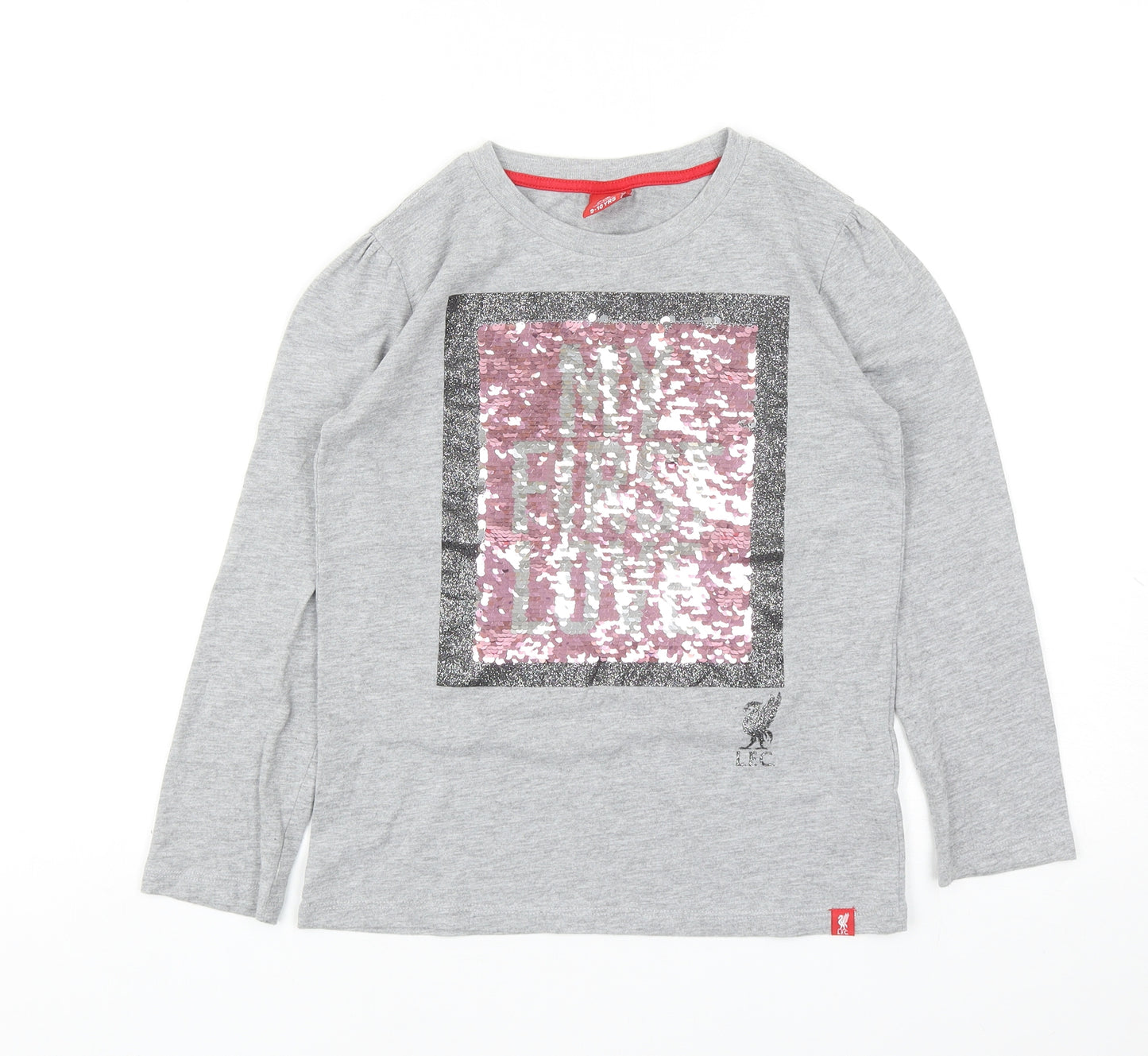 Liverpool FC Girls Grey Cotton Basic Casual Size 9-10 Years Round Neck Pullover - Liverpool FC
