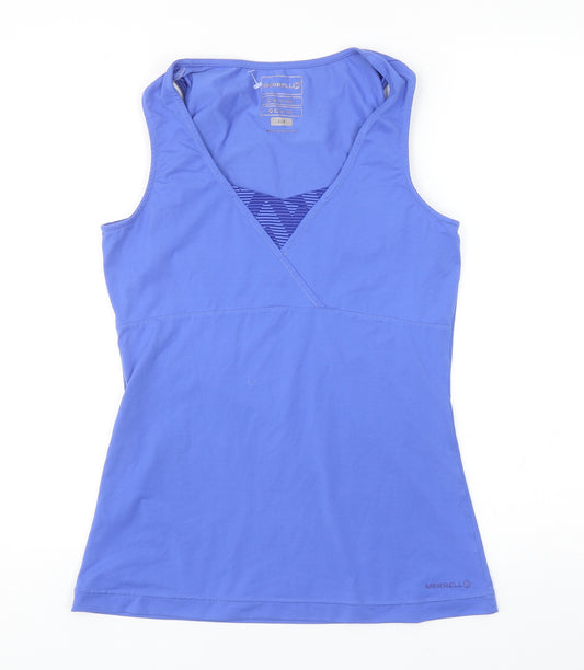 Merrell Womens Blue Polyester Basic Tank Size S V-Neck Pullover