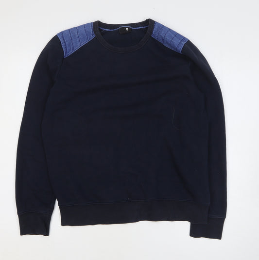 H&M Mens Blue Cotton Pullover Sweatshirt Size M