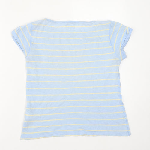 H&M Mens Blue Striped Cotton T-Shirt Size S Round Neck