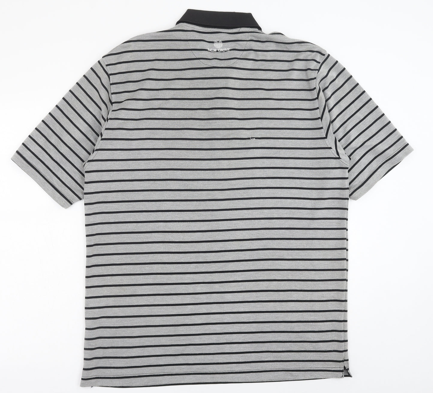 Palm Court Mens Grey Striped Modal Polo Size XL Collared Button - Palm Court Golf Clothing