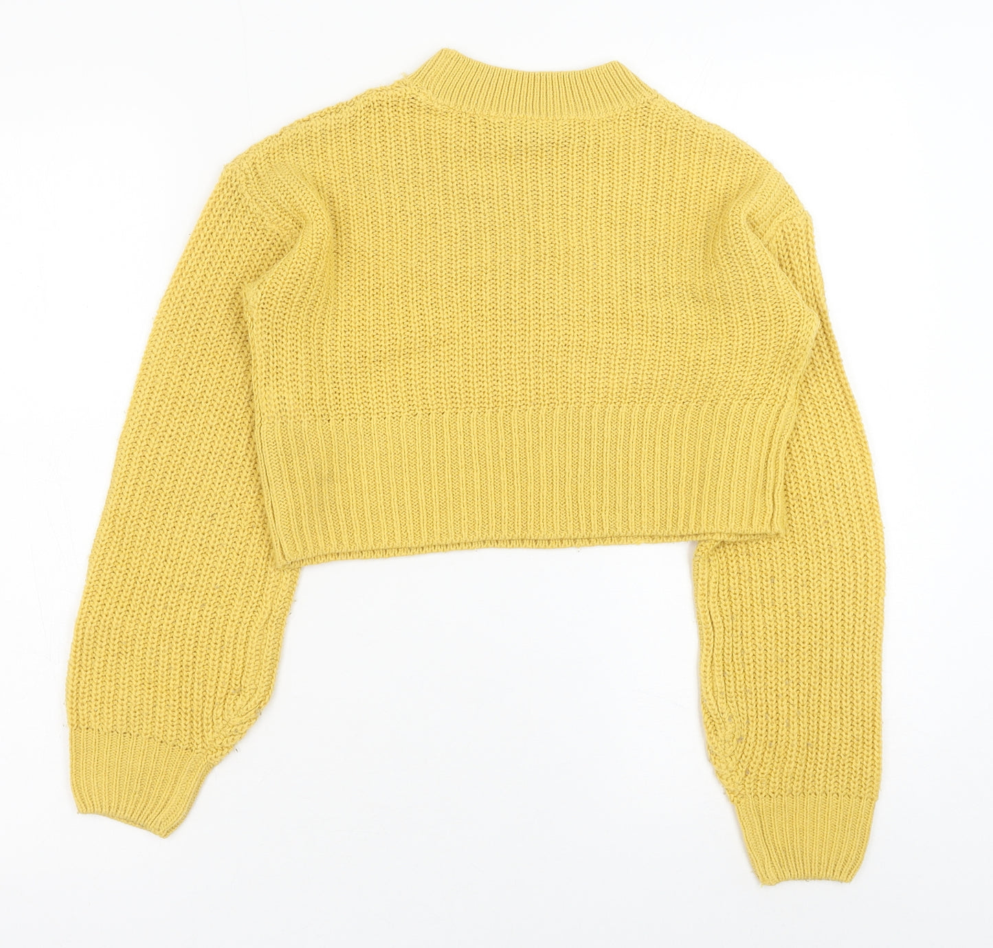 New Look Girls Yellow Round Neck Acrylic Pullover Jumper Size 9 Years Pullover