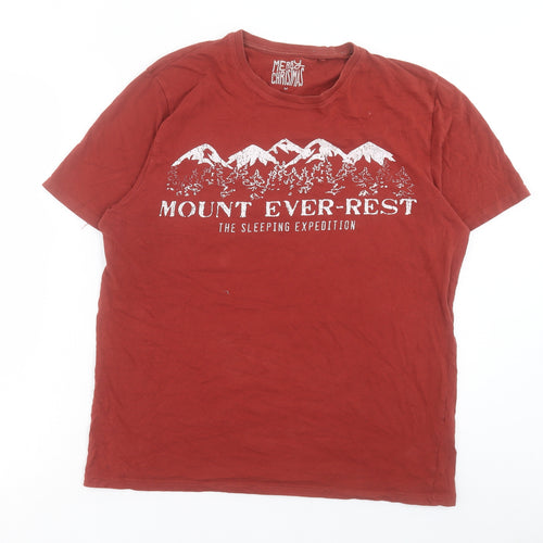 Matalan Mens Red Cotton T-Shirt Size M Crew Neck - Mount Ever-Rest
