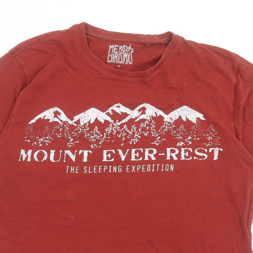 Matalan Mens Red Cotton T-Shirt Size M Crew Neck - Mount Ever-Rest