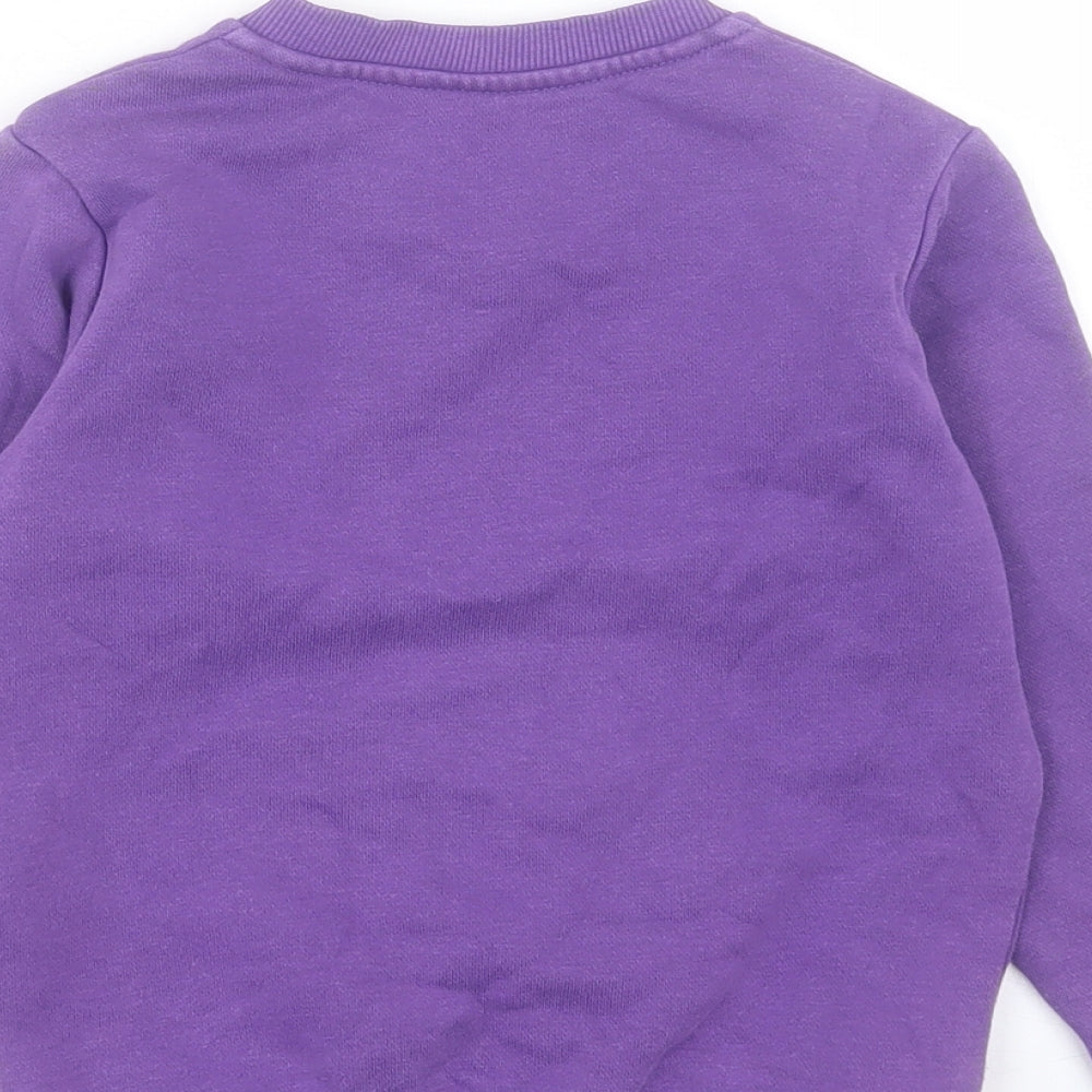 Marks and Spencer Girls Purple Cotton Pullover Sweatshirt Size 2-3 Years Pullover