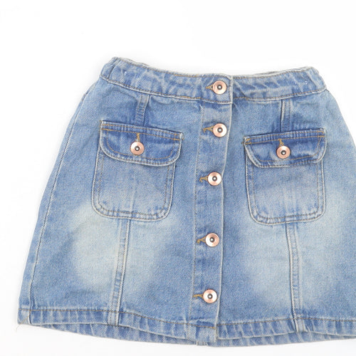 MISS EVIE Girls Blue Cotton Cargo Skirt Size 10 Years Regular Button