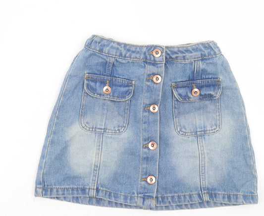 MISS EVIE Girls Blue Cotton Cargo Skirt Size 10 Years Regular Button