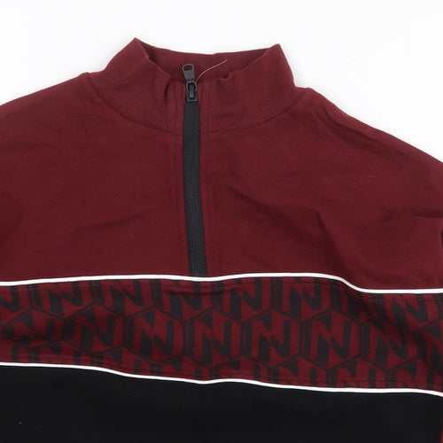 Preworn Boys Red Geometric Cotton Pullover Sweatshirt Size 6 Years Zip