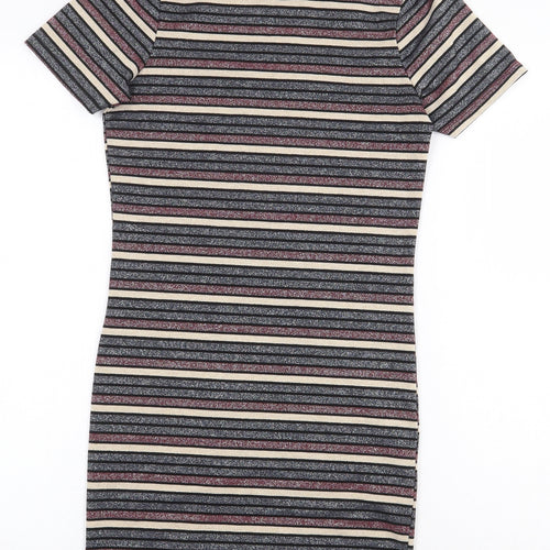 Candy Girls Multicoloured Striped Polyester T-Shirt Dress Size 11 Years Round Neck Pullover